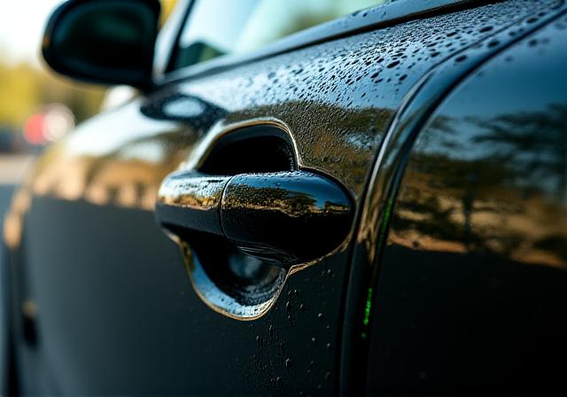 Dettaglio carrozzeria auto aziendale lucida