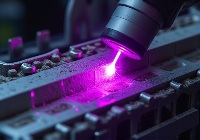 Processo di pulizia laser su un motore d'epoca