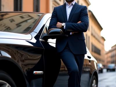 Professionista in auto di lusso